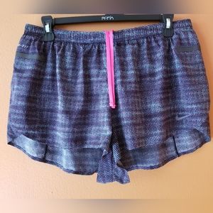 Nike Dri Fit Running Shorts w/ Panty Brief Sz L Multi Color Print
